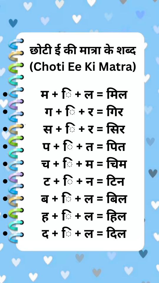 chhoti ee ki matra wale shabd